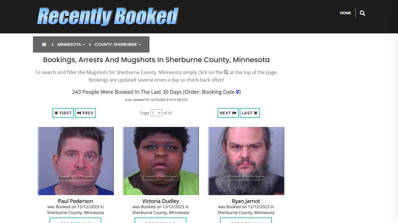 Bookings, Arrests and Mugshots in Sherburne County, Minnesota
